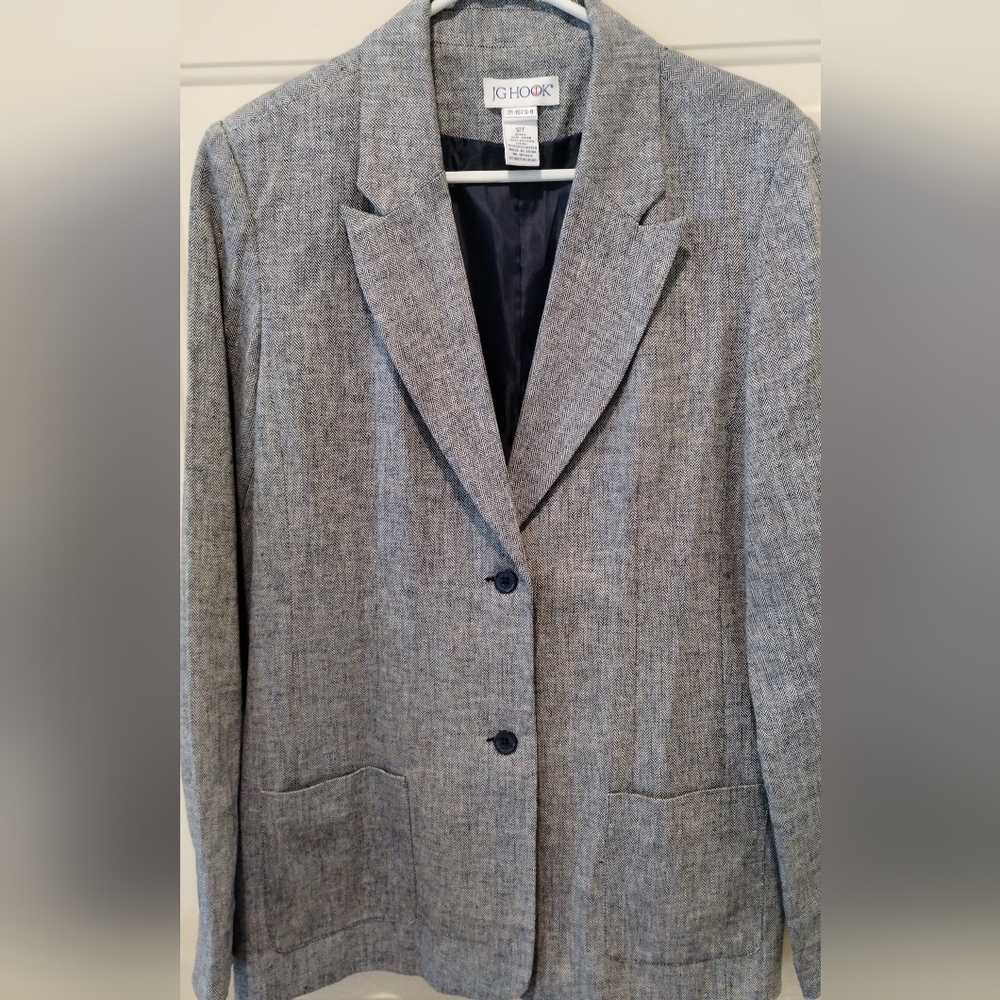 Navy blue herringbone blazer, tall
